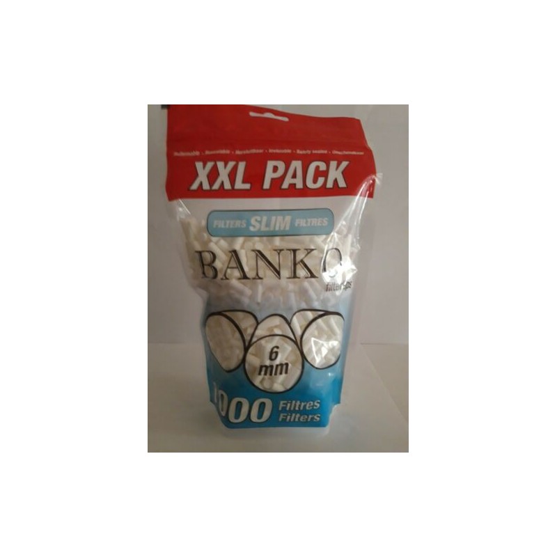 1 Sachets 1000 Filtres à cigarettes slim BANKO 6mm